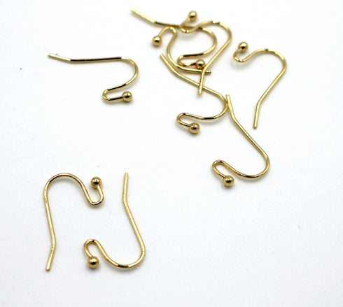 earring ear hooks, 24k gold plated brass, 10mm x 20mm, 2 pieces, gold earrings, ear ring hooks, hook ear ring,